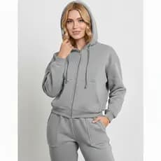 Conjunto de Moletom Feminino com Capuz e Zíper