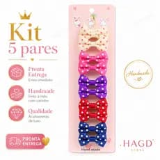 Kit 5 Par Acessório de Cabeça para Gato Cachorro Animal Pequeno Clipe de Cabelo Ornamento Laço Fofo