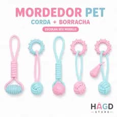 Mordedor para Cachorro Corda e Borracha Brinquedo Pet Interativo Resistente