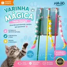 Brinquedo Varinha Gato Lagarta Gigante com Penas e Guizo - Vara de Pesca Pet Interativa para Estimular Caça e Salto