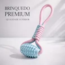 Brinquedo Mordedor Interativo para Cães - Bola com Corda Resistente Limpa Dentes - Cores Pastel Macarons - Kit Pet Shop