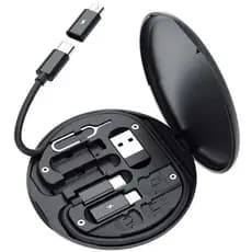 Kit Adaptador Preto Carregamento Rápido 60W Tipo-C para Micro USB para Iluminação
