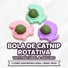 Catnip Bola de Hortelã Brinquedo para Gatos Erva Gato Rotativa Natural Petisco Saudável com Adesivo Pet Shop