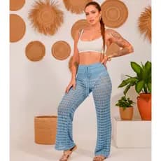 Calça Pantalona Saida De Praia Crochê para usar na Piscina Crochê Moda Verão 1