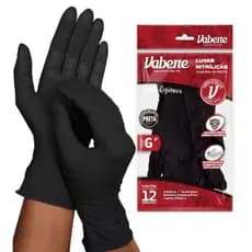 LUVA NITRILICA PRETA M 12UN/PCT - VABENE
