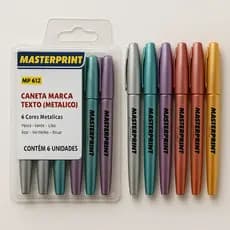 Marca Texto Glitter e Metálico Masterprint MP612 – Kit com 6 Cores Vibrantes p/ Estudo e Escritório