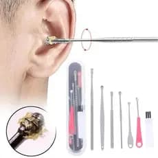 Kit 6 Limpeza De Cera, Removedor De Cera De Ouvido, Limpador De Ouvido Prata