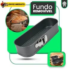Forma de Pão Antiaderente Fundo Removível Aço Carbono Assadeira Forno Retangular para Bolo, Pão Caseiro e Torta