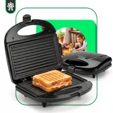 Sanduicheira Grill Elétrica 750W Antiaderente 2 Sanduíches Rápido 110V ou 220V Preto Termostato Automatico