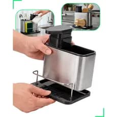Porta Detergente E Esponja Dispenser 3 Em 1 Aço Inox Escorredor Talheres Utensilios de Cozinha Organizador de Pia