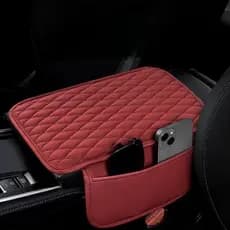 Capa de Console Central de Carro Estofada Diamante  Cores Vermelho Preto Cinza Acessório de Interior Automotivo nt