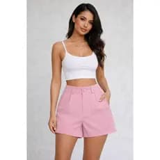 Calções de cintura alta elegantes e na moda para senhora