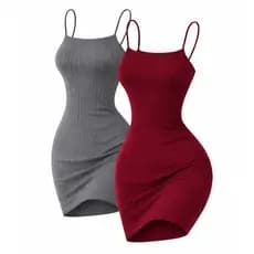 KIT 2 Vestido Mini Curto Canelado Modela o corpo Alcinha Super Promoção