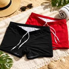 Kit 2 Sunga Boxer Masculina Forrada UV50+ Cordão Ajustável Verão Praia