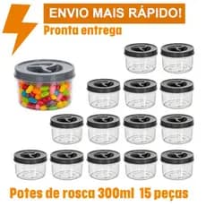 Jogo Potes Redondo 300ml Tampa Rosca Potinho Transparente Tempero Doce Papinha Bebê Multiuso BPA free