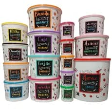 Kit 16 Potes de Mantimentos Plástico Decorado Porta Mantimentos Pote Cozinha Hermético
