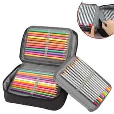 Estojo para 72 lápis com divisórias e zíper, feito de nylon--2101