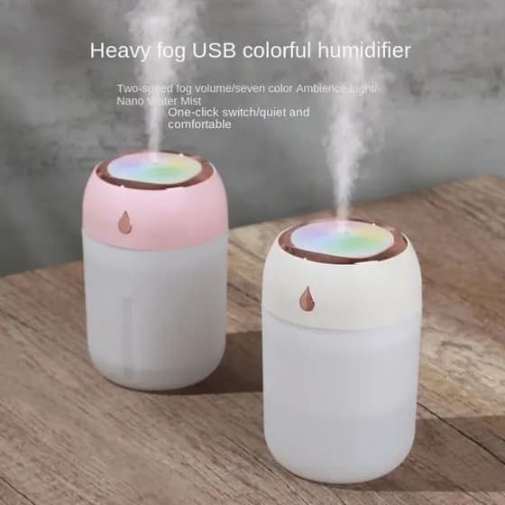 Mini Umidificador Portátil , 330ml , Pequeno De Névoa Fria , Pessoal De Mesa USB Para Escritório De Viagem Em Casa