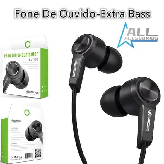 Fone Da Verde Fone De Ouvido Com Fio/Microfone Extra Bass Alta Resolucao Headsets