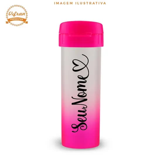 Kit com 6 Garrafas Squeeze Personalizada 475ml Acqua Bio - Cor Pink