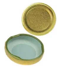50 Tampas 38mm Metálicas DOURADA. Perfeita para preservar a sua conserva, resistente e confiável.