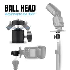 Cabeça Ball Head 1/4 Suporte Tripé Câmera Celular 4cm Metal