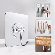 Kit 10 Gancho Adesivo Ajustavel Para Parede Cozinha Banheiro Transparente Organizador Multi Funcional