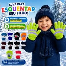 Luva Infantil Colorida Quentinha de Inverno Frio de Lã Elástica Confortável e Macia