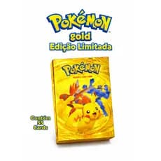 Kit 55 Cartas Pokemon Gold Edition Cartas Raras Colecionáveis a Prova D'agua - Edição Limitada