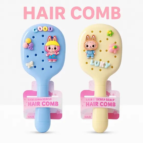 Escova de Cabelo Infantil Decorada Macia Massagem Capilar Criança
