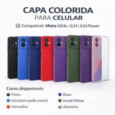 Capinha de Silicone Para Motorola Moto G04S G24 ou G24 Power Coloridas Capa