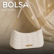 Bolsa Feminina Transversal Meia Lua Compacta com Alça Dourada