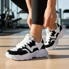 Tenis Feminino Plataforma Tratorado Modelo Chunky Calçado Das Blogueiras Trend Sola Alta