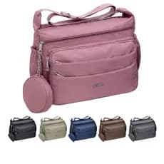 Bolsa Feminina Tactel Impermeável Nylon Costas Alça Transversal Casual