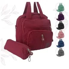 Bolsa Feminina Transversal Tiracolo De Lado Tactel Com Estojo Vira Mochila Dia a Dia