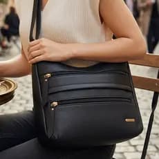 Bolsa Feminina Transversal Lateral Prática Casual Bolsos Externos em Zíper Alça Luxo Bag