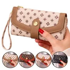 Carteira Lace Lore Monograma Couro Sintético Estampada Porta Moedas RG CNH Cartão Multiuso Fashion Mini Zíper Elegante