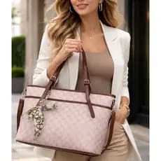 Bolsa Feminina Monograma Estruturada Tote Couro Sintético Transversal Crossbody Luxo Estampada Hobo