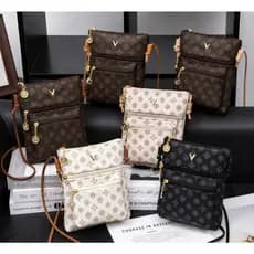 Bolsa Transversal Feminina Couro Sintético P.U Fosco Ajustavel, Moda Monograma Crossbody Premium | Dia a Dia | Elegante