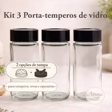 Kit 3 Porta Temperos de Vidro com Tampa | Potes para Temperos, Especiarias e Condimentos