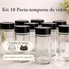 Kit 10 Porta Temperos de Vidro com Tampa | Potes para Temperos, Especiarias e Condimentos