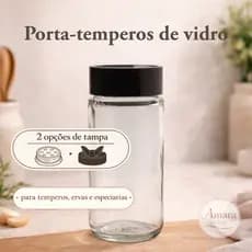 Porta Tempero de Vidro com Tampa | Pote para Temperos, Especiarias e Condimentos