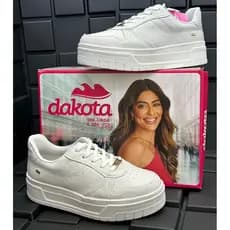 Tenis Branco DAKOTA  Plataforma Sola Alta - Couro Legítimo ORIGINAL