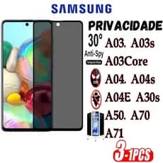 Película de  Privacidade 3D Samsung A03 A03S A03CORE A04 A04S A04E A30S A50 A70 A71