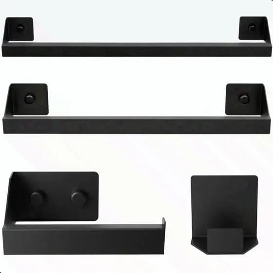 Kit Acessórios Para Banheiro Preto 4 Peças Master Slim DF