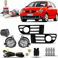 Kit Farol De Milha Neblina Auxiliar Farolete Cibie Completo Volkswagen Zoinho Zoiao Polo 2003 2004 2005 2006 Super Led