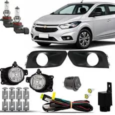 Kit Farol Milha Farolete Auxiliar Cibie Neblina Completo Onix Lt 2016 2017 2018 2019 2020 + Molduras Pretas