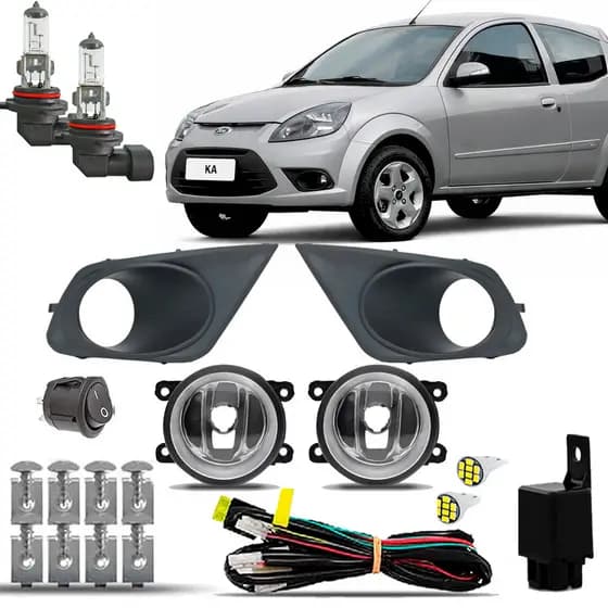 Kit Farol Milha Farolete Auxiliar Cibie Neblina Completo Ford Ka 2012 2013 2014 + Molduras Pretas
