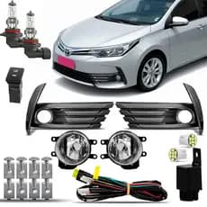 Kit Farol Milha Farolete Auxiliar Cibie Neblina Completo Corolla 2018 2019 + Moldura Preta
