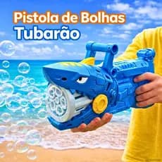 Pistola Bolhas Tubarão Máquina de Bolhas Automática 70ml - 10.000 bolhas em 5 minutos Diversão